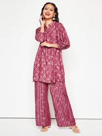 Global Desi Bandhani Printed Straight Kurta With Palazzo