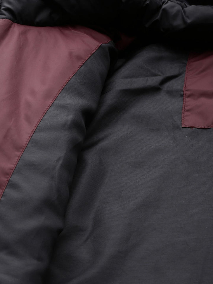 The Indian Garage Co Men Colourblock Zip-Front Hooded Puffer Jacket