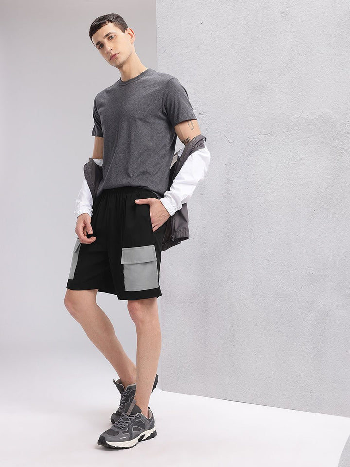 HRX by Hrithik Roshan Men Colourblocked Mid-Rise Cargo-Style Lifestyle Shorts