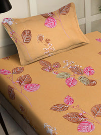 KLOTTHE Floral Cotton 400 TC Single Superfine Bedsheet with Pillow Cover-89 x 59 inches