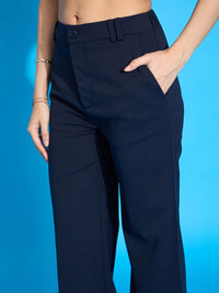 SASSAFRAS worklyf Women Straight Fit High-Rise Bootcut Trousers