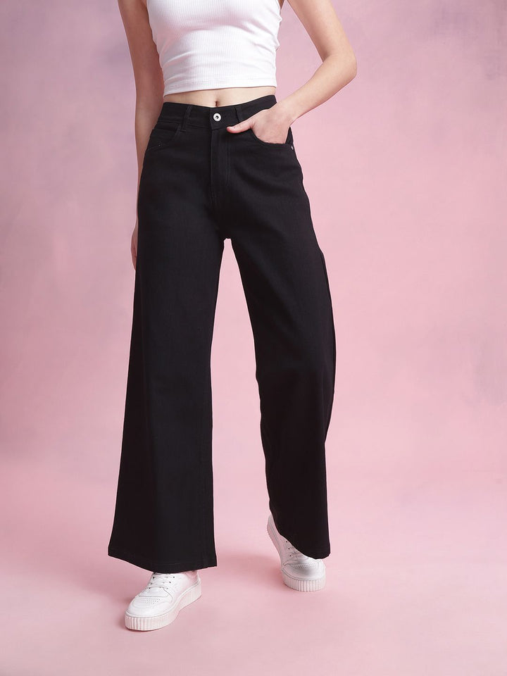 DressBerry Women Mid-Rise Wide Leg Fit Jeans