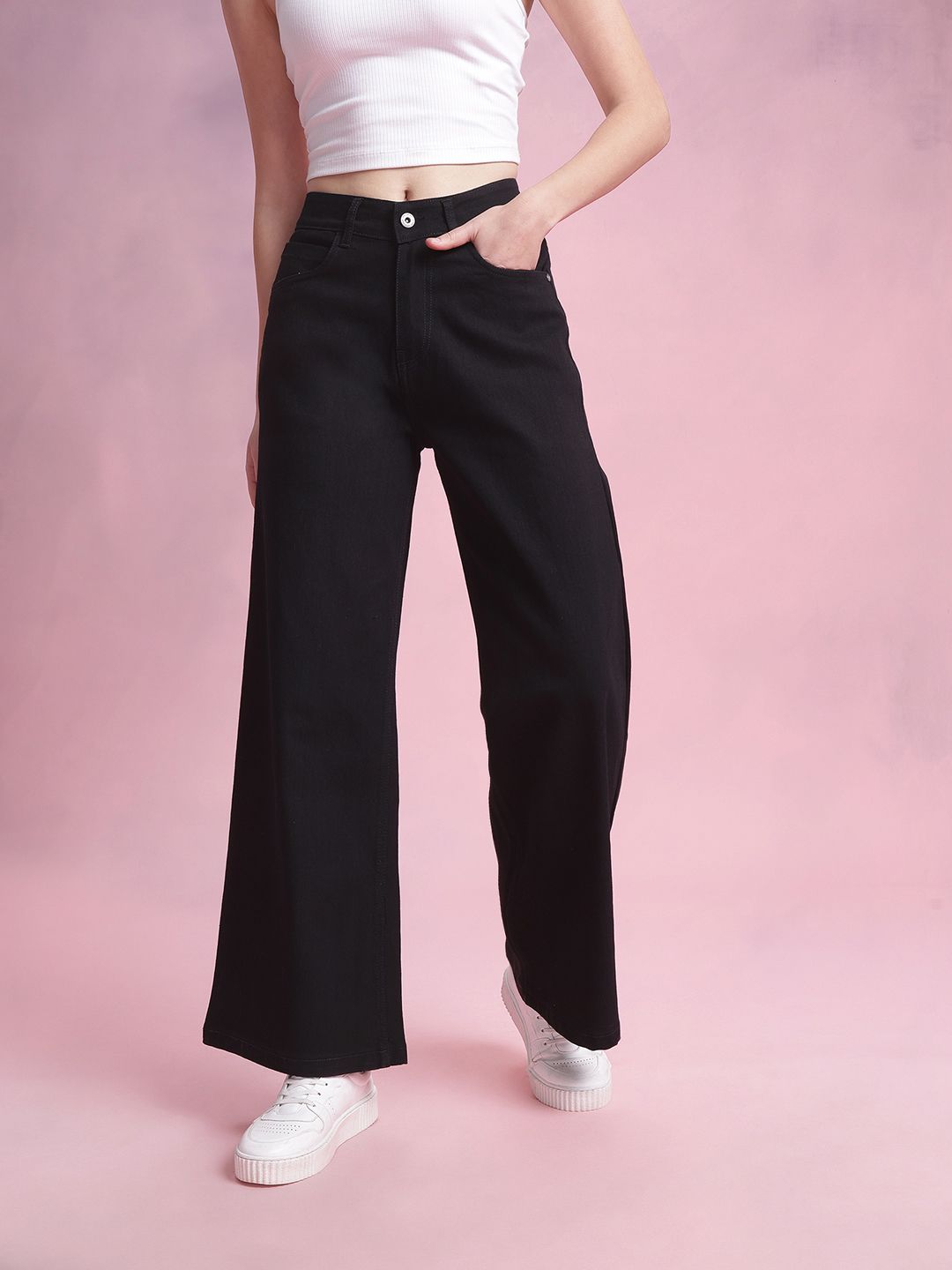DressBerry Women Mid-Rise Wide Leg Fit Jeans