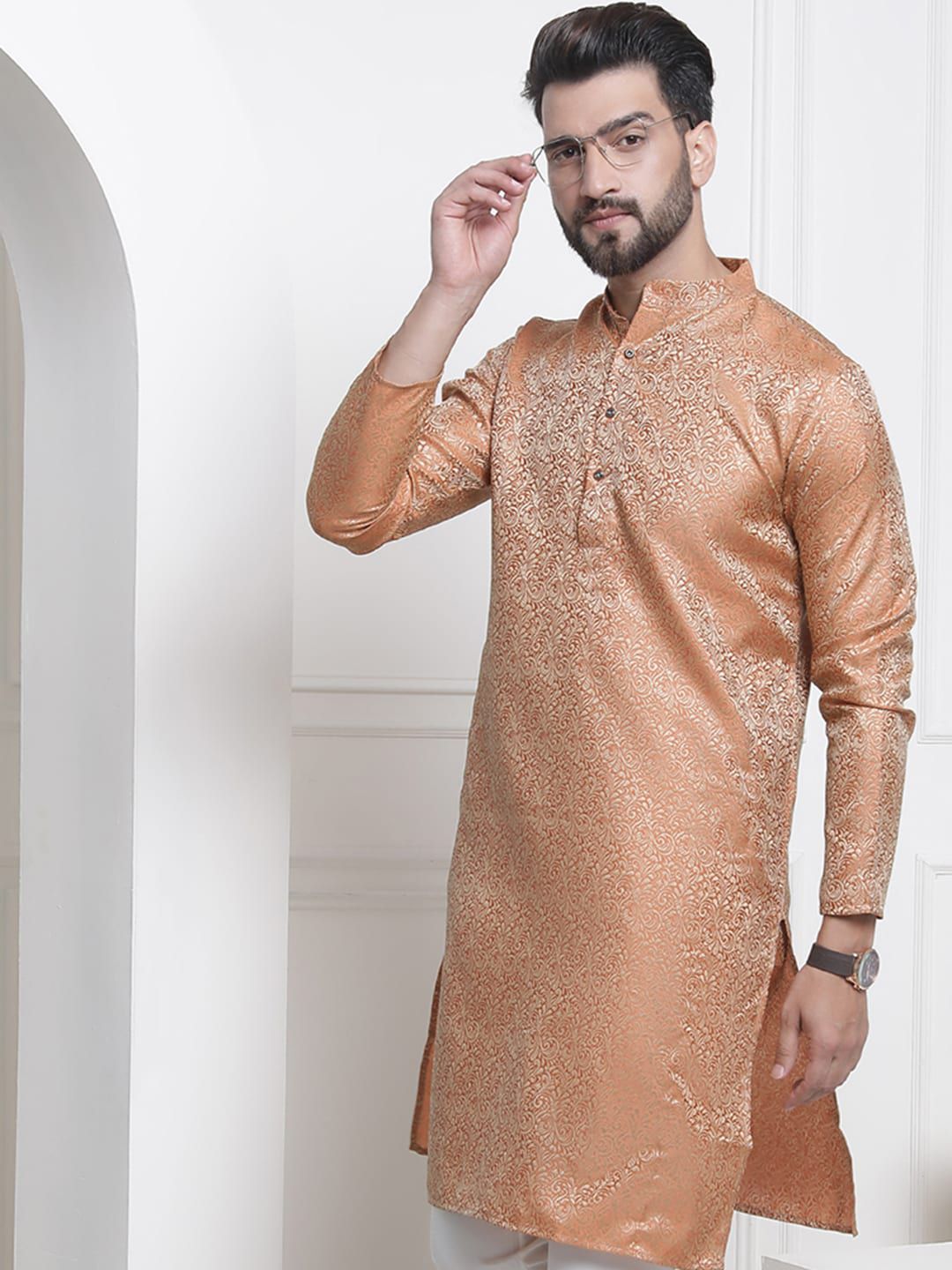 SOJANYA Kolar Pancaragam Motif Etnik Benang Kerja Kurta