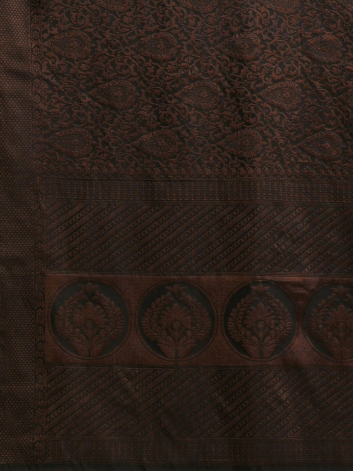 Saree mall Black & Gold-Toned Woven Design Zari Silk Blend Banarasi Sarees