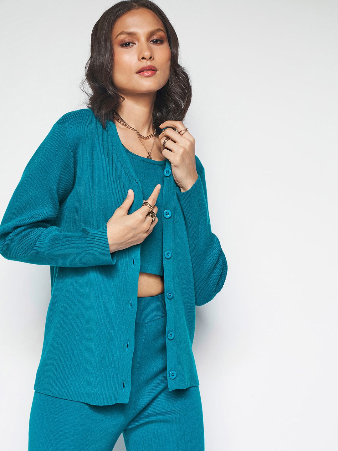 And Women Solid Top with Trousers & Jacket