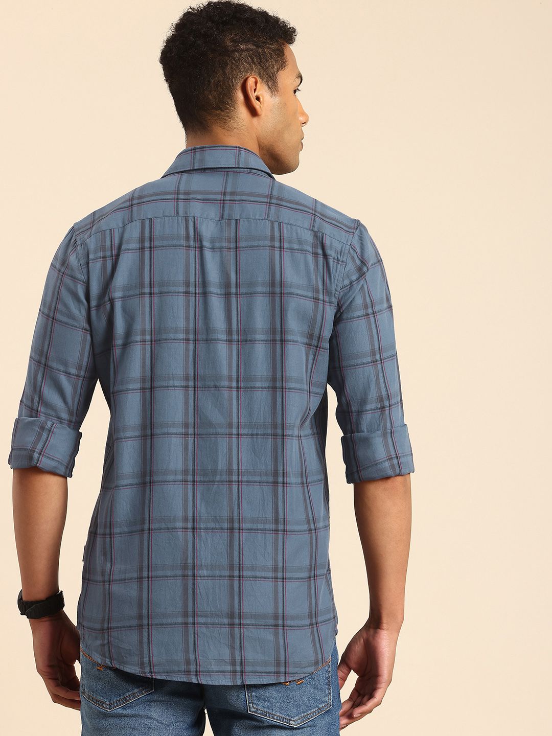 Being Human Pure Cotton Slim Fit Checked Casual Shirt