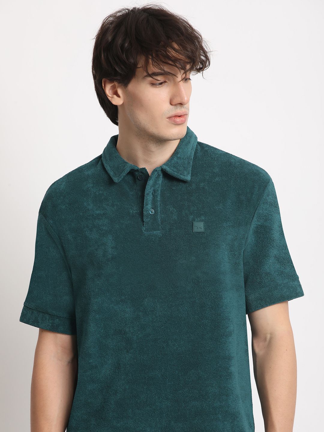 THE BEAR HOUSE Men Solid Polo Collar Relaxed Fit T-shirt
