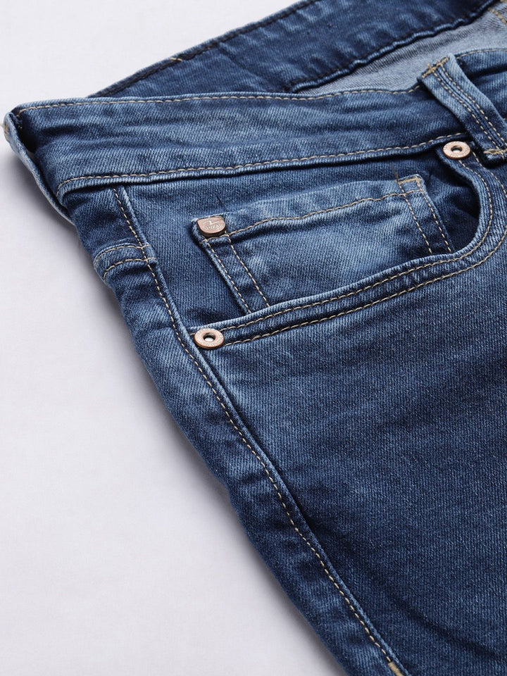 Spykar Men Blue Rovers Reguler Fit Mid-Rise Narrow Leg Heavy Fade Jeans Regingable
