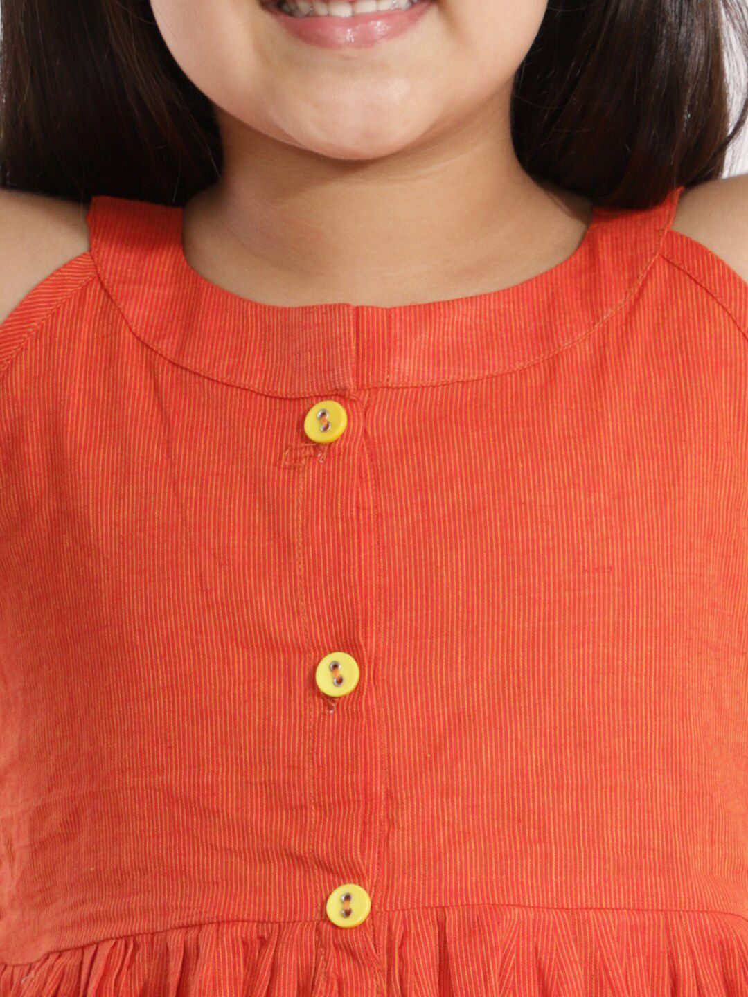 VASTRAMAY Girls Red Pure Cotton Kurta with Trousers