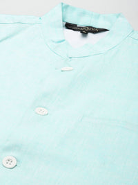 SOJANYA Men Black Solid Kurta with Churidar & Nehru Jacket
