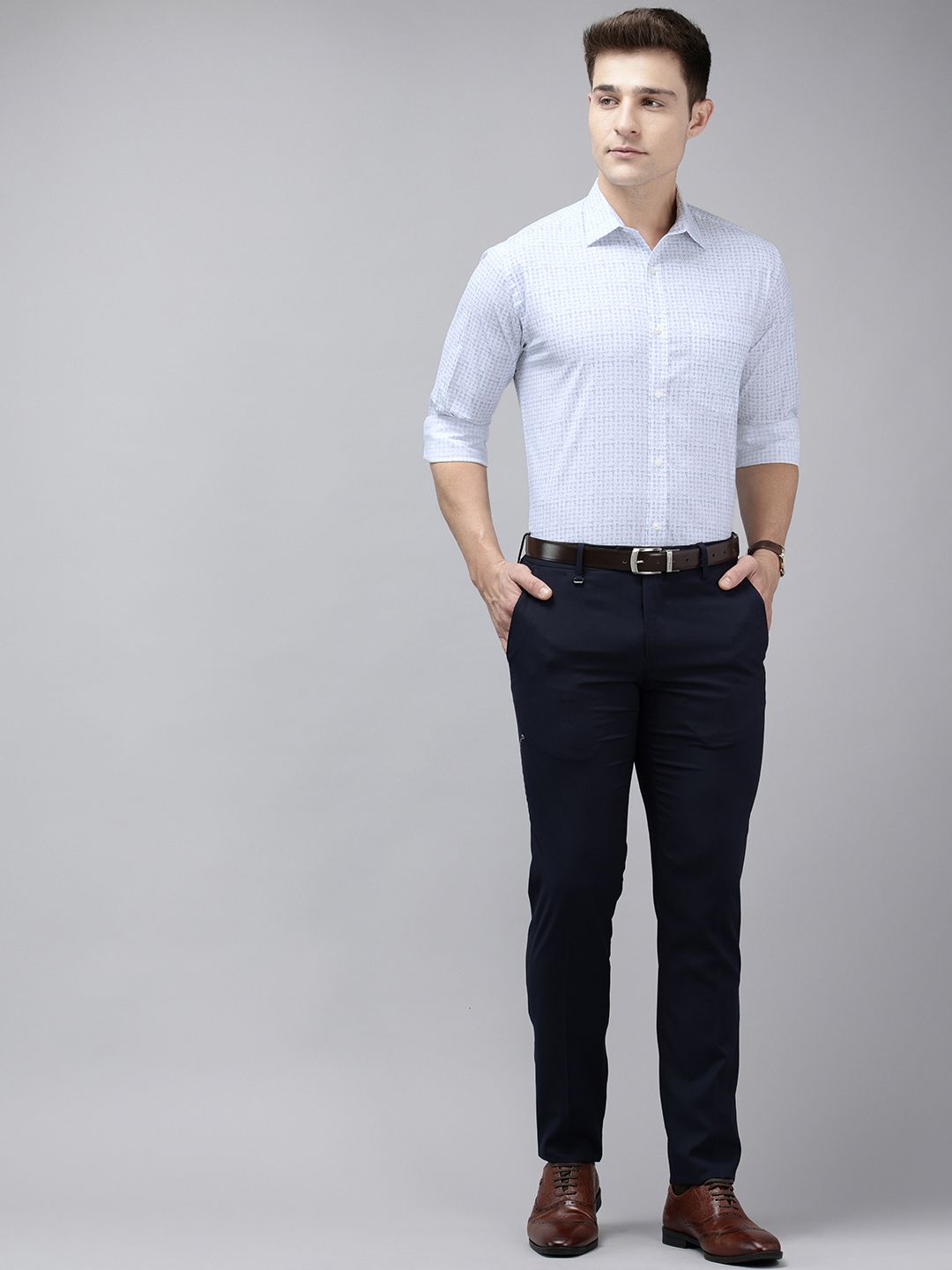 Park Avenue Slim Fit Opaque Geometric Printed Formal Shirt