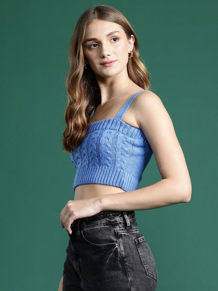 DressBerry Cable Knit Cardigan with Knitted Inner Crop Top