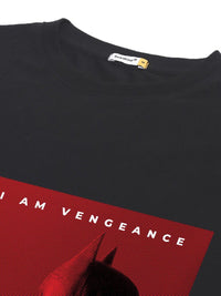 Bewakoof Men Black Printed Pure Cotton Applique Oversized T-shirt