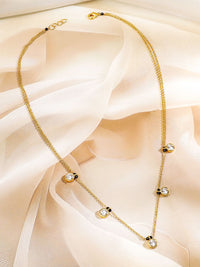 Rubans 18K Gold-Plated Cubic Zirconia Studded Minimal Mangalsutra with Black Beaded Chain