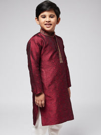SOJANYA Boys Maroon Ethnic Motifs Thread Work Kurta