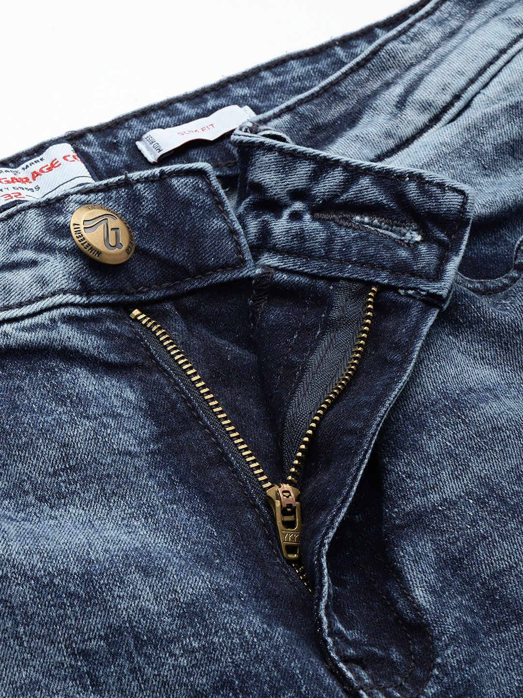 The Indian Garage Co Men Slim Fit Heavy Fade Stretchable Jeans