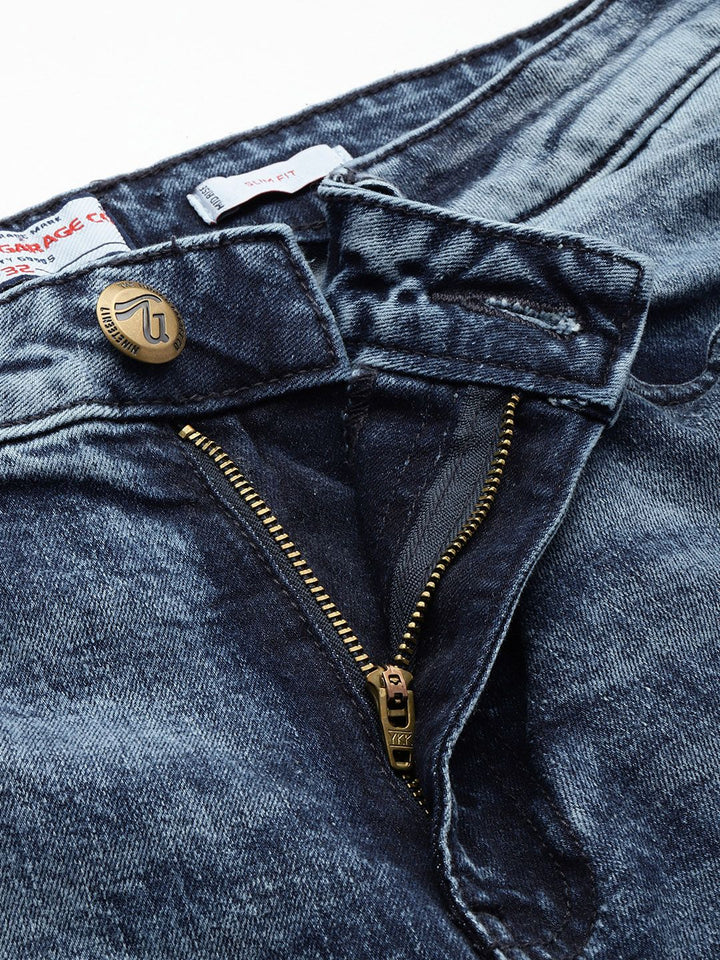 The Indian Garage Co Men Slim Fit Heavy Fade Stretchable Jeans