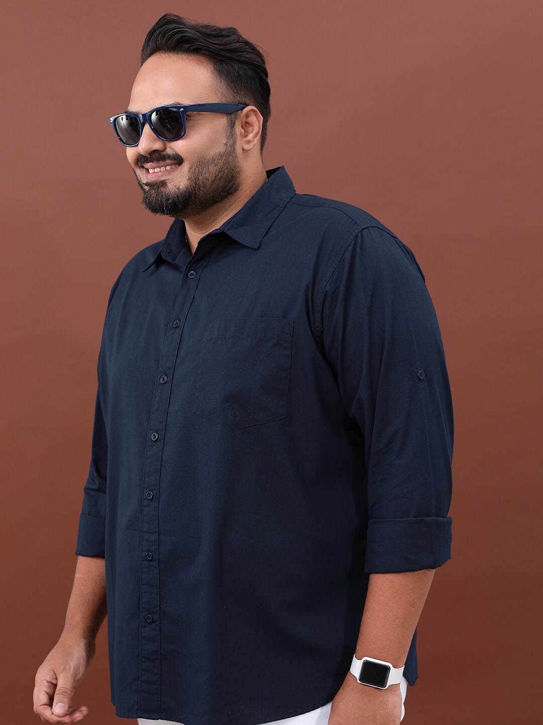 HIGHLANDER Plus Size Opaque Cotton Casual Shirt