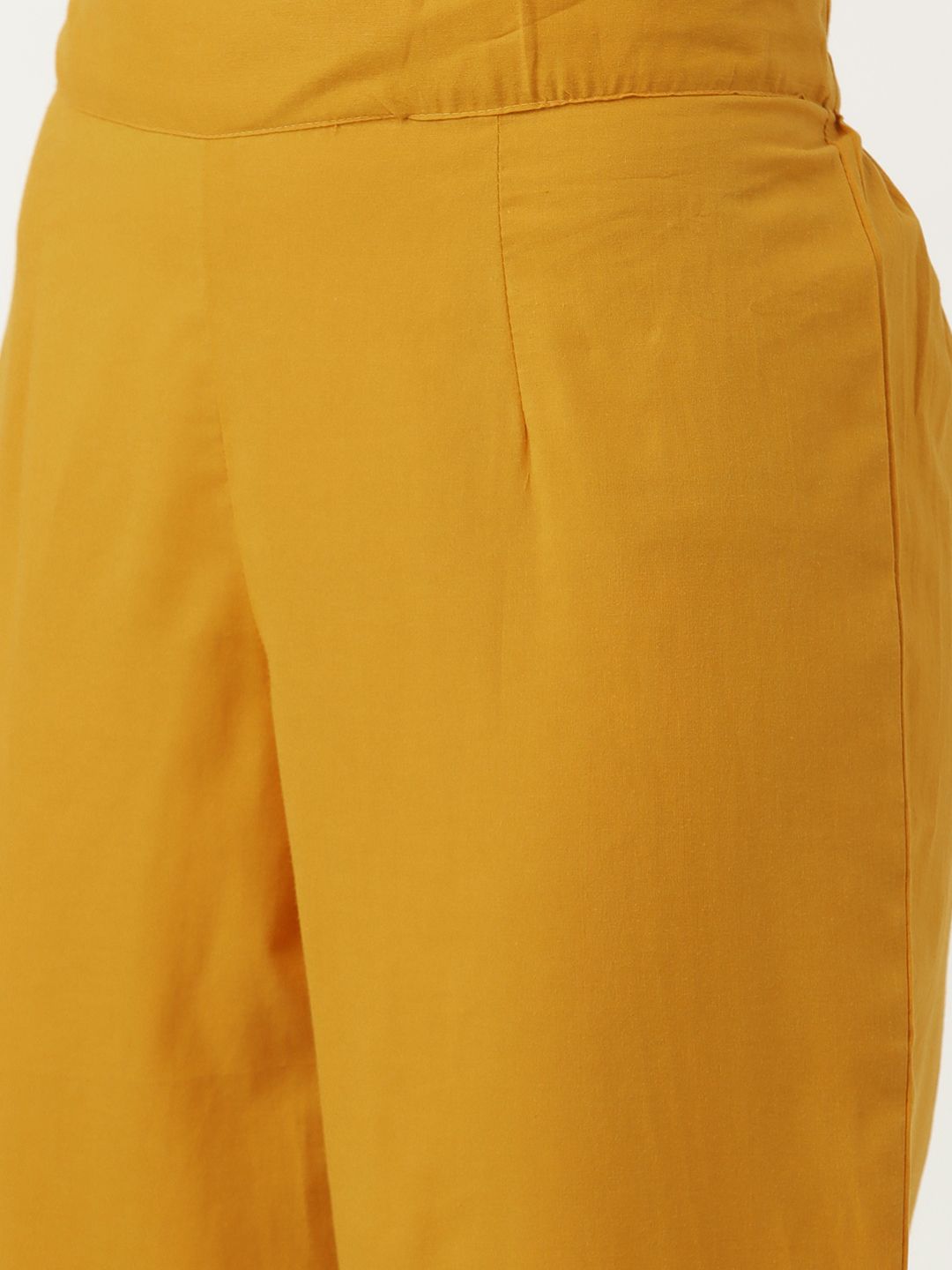 all about you Women Mustard Yellow Pure Cotton Ikat Print Kurta with Trousers & Dupatta