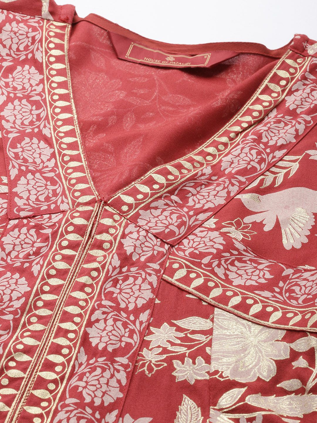 House of Pataudi Jashn Ethnic Motifs Foil Printed A-Line Kurta With Palazzos & Dupatta