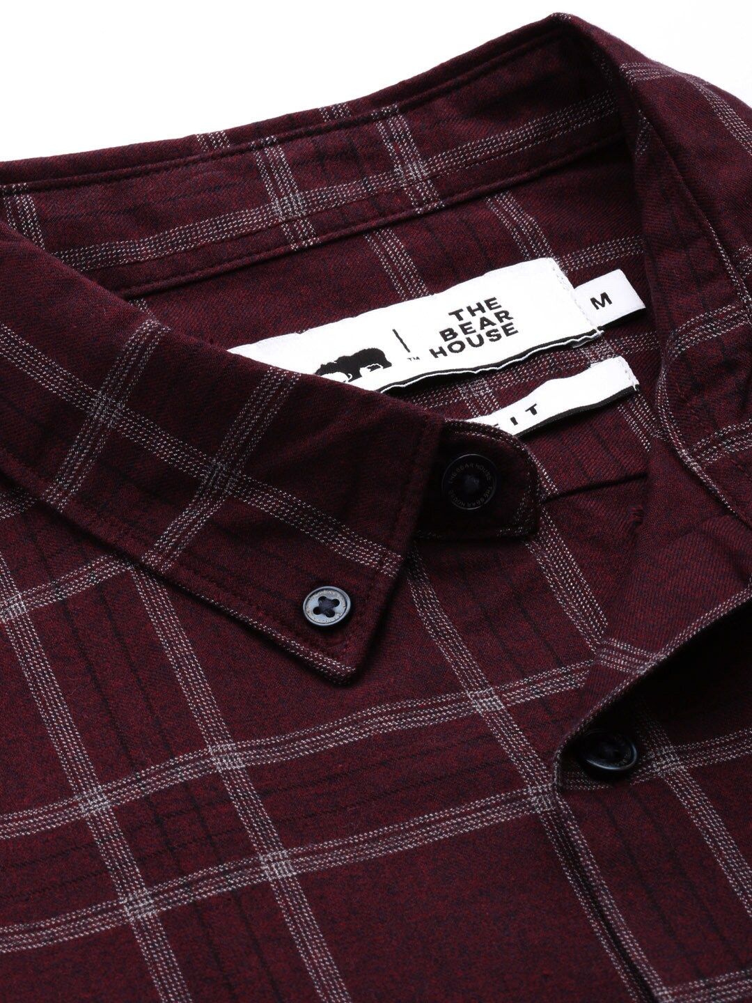 THE BEAR HOUSE Men Maroon & Grey Slim Fit Solid Casual Shirt
