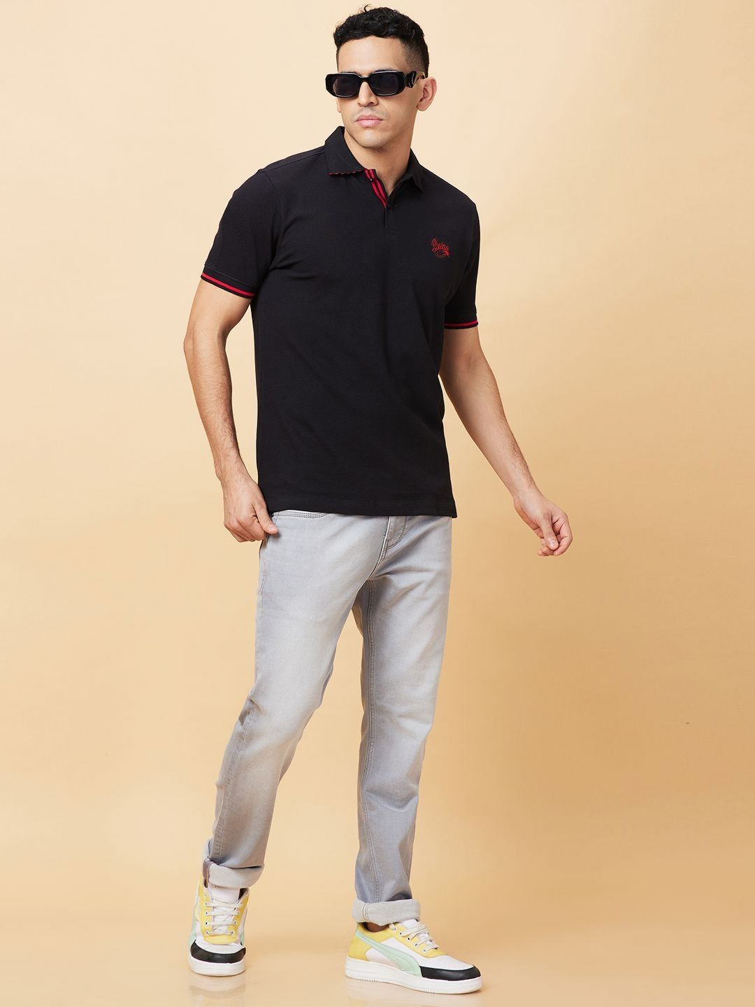 Being Human Men Polo Collar Applique T-shirt