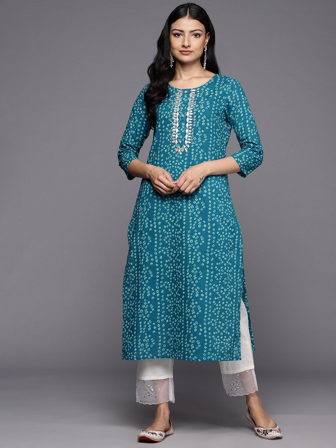 Varanga Bandhani Printed Gotta Patti Pure Cotton Kurta