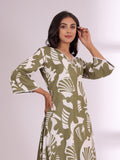 Varanga Floral Printed V-Neck Straight Kurta With Trousers