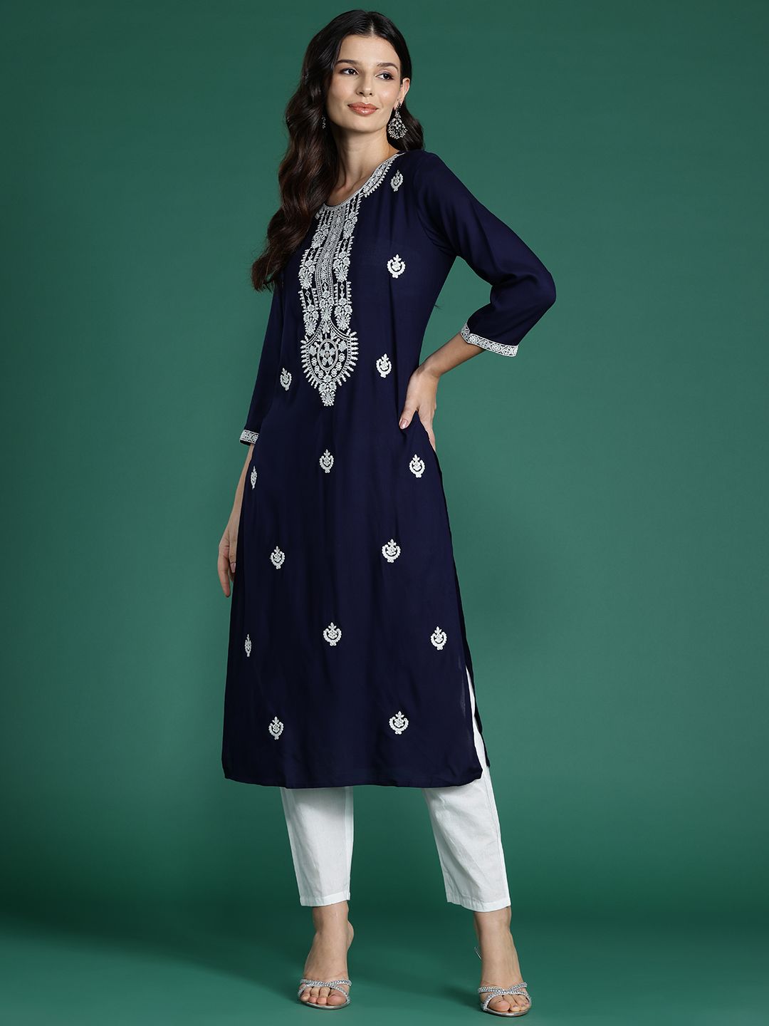 Indo Era Ethnic Motifs Embroidered Thread Work Kurta