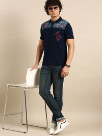 Being Human Men Typography Printed Polo Collar Pure Cotton Flap Pockets T-shirt