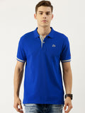 Being Human Men Blue Solid Polo Collar Pure Cotton T-shirt