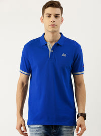 Being Human Men Blue Solid Polo Collar Pure Cotton T-shirt
