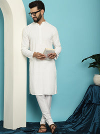 SOJANYA Embroidered Sequinned Pure Cotton Kurta with Pyjama Set