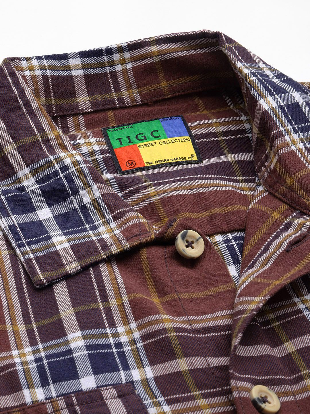 The Indian Garage Co Men Tartan Checked Cotton Casual Shirt