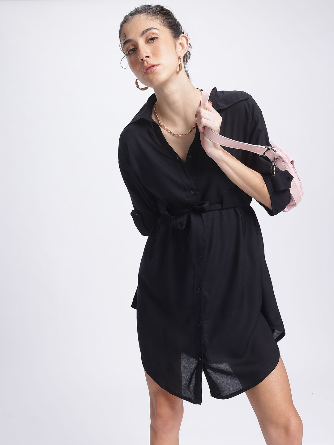 DressBerry Midnight Muse Shirt-Style Dress Comes With a Belt