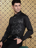 House of Pataudi Pure Cotton Floral Embroidered Opaque Party Shirt