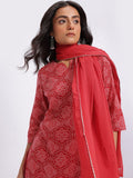 Anouk Bandhani Printed Cotton Kurta with Trousers & With Dupatta