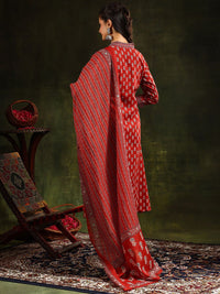 Kalini Floral Printed V-Neck A-line kurta dengan seluar dan dupatta