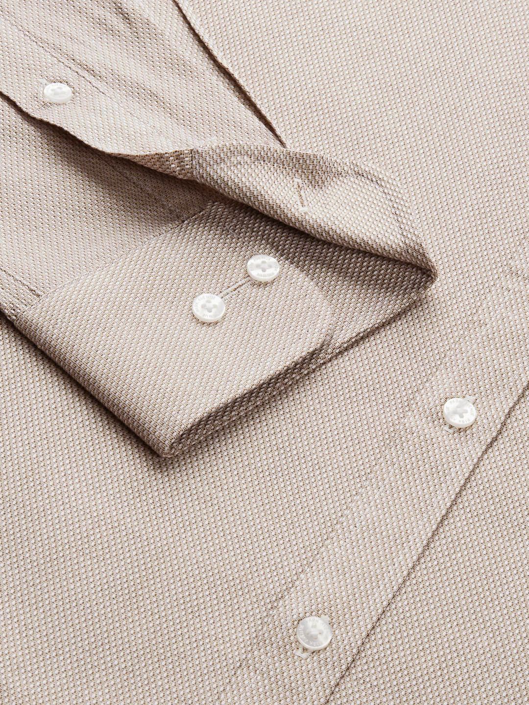 Park Avenue Men Grey Self Designed Textured Slim Fit Pure Cotton Formal Shirt