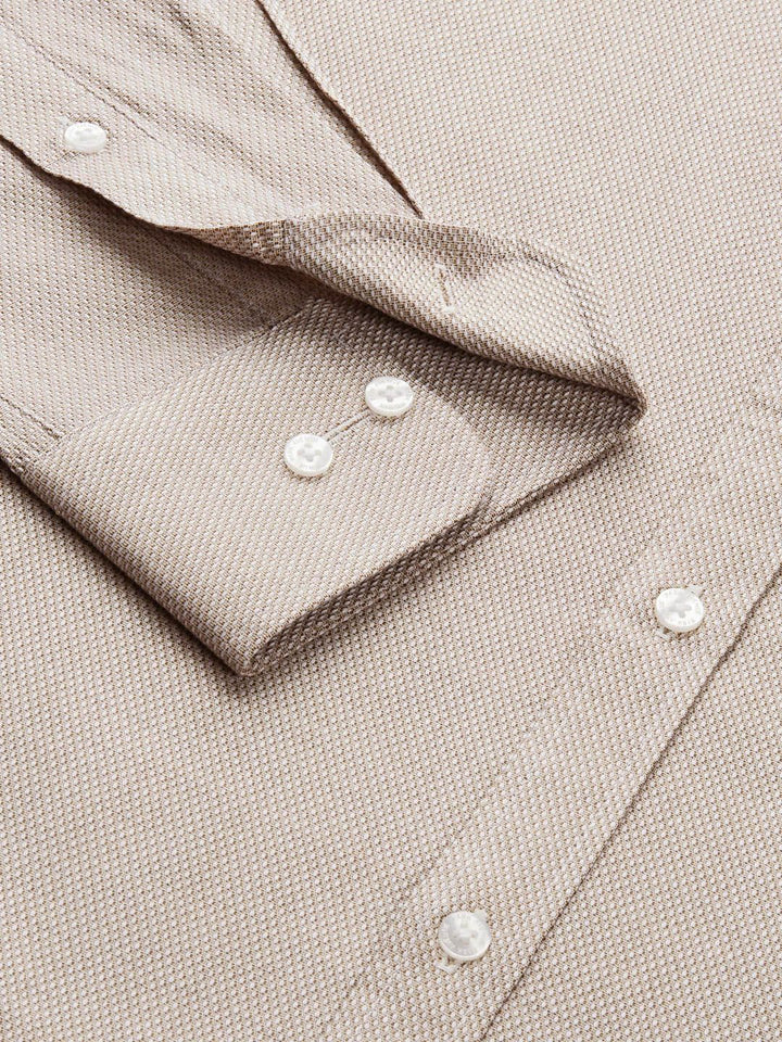 Park Avenue Men Grey Self Designed Textured Slim Fit Pure Cotton Formal Shirt