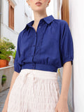 DressBerry Cute Femi Peek-a-boo Pretty Lace Crop Shirt