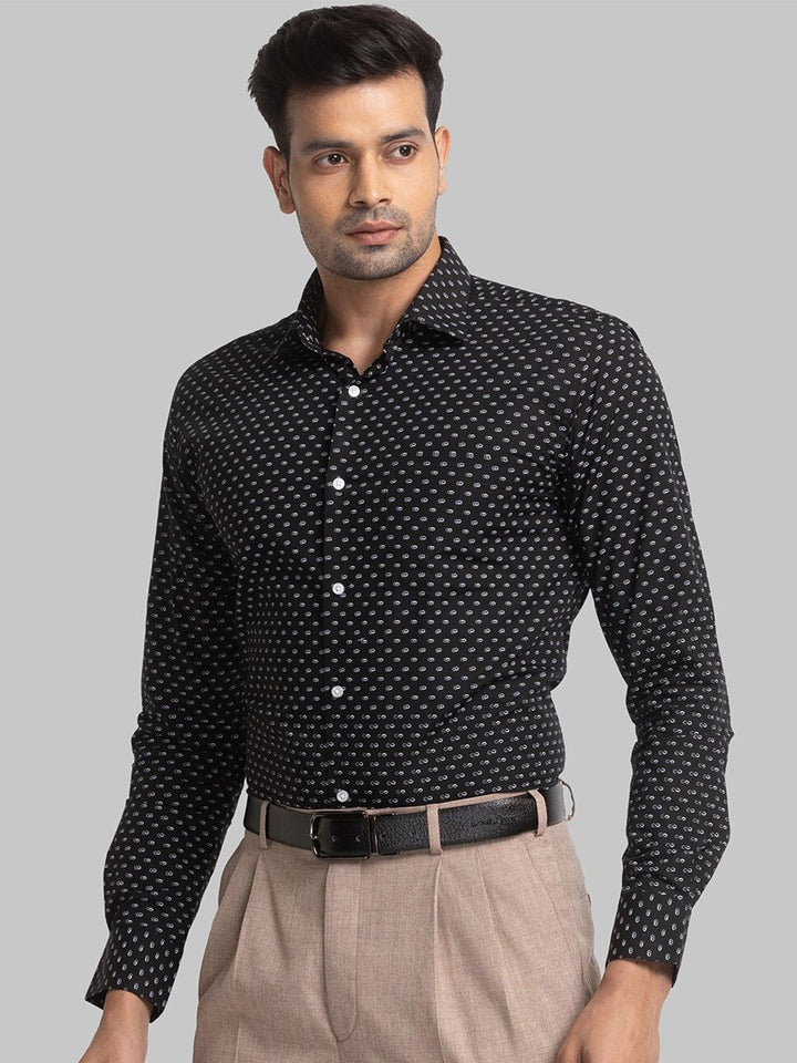 Park Avenue Micro Ditsy Printed Spread Collar Organic Cotton Slim Fit Formal Shirt