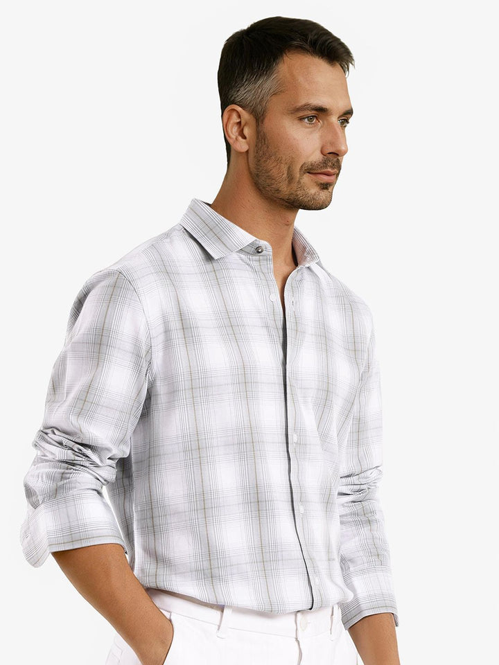 RARE RABBIT Men Comfort Spread Collar Checked Cotton Casual Shirt