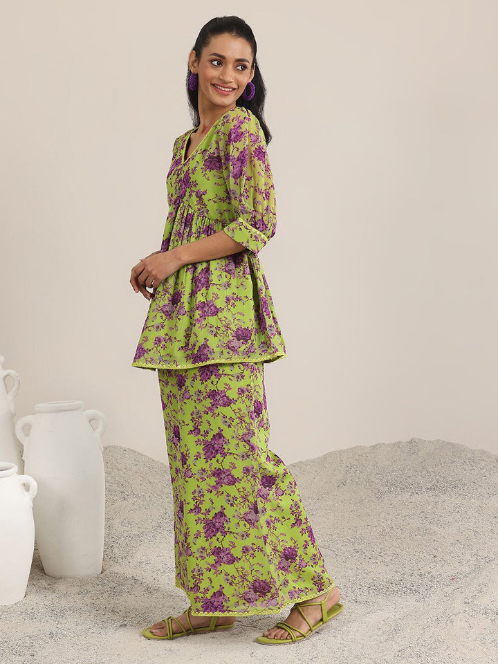 Libas Plus Size Floral Embroidered Straight Kurta With Palazzo & Dupatta