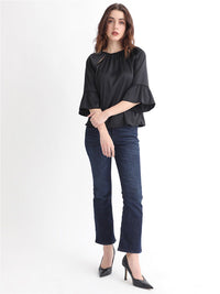 RAREISM Bell Sleeves Cut Outs Detail Cotton Top