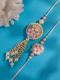 Voylla Timeless Designer Floral Beaded Bhaiya Bhabhi Rakhi