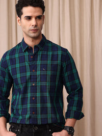 Mr Bowerbird Men Tailored Fit Tartan Checks Opaque Pure Cotton Casual Shirt