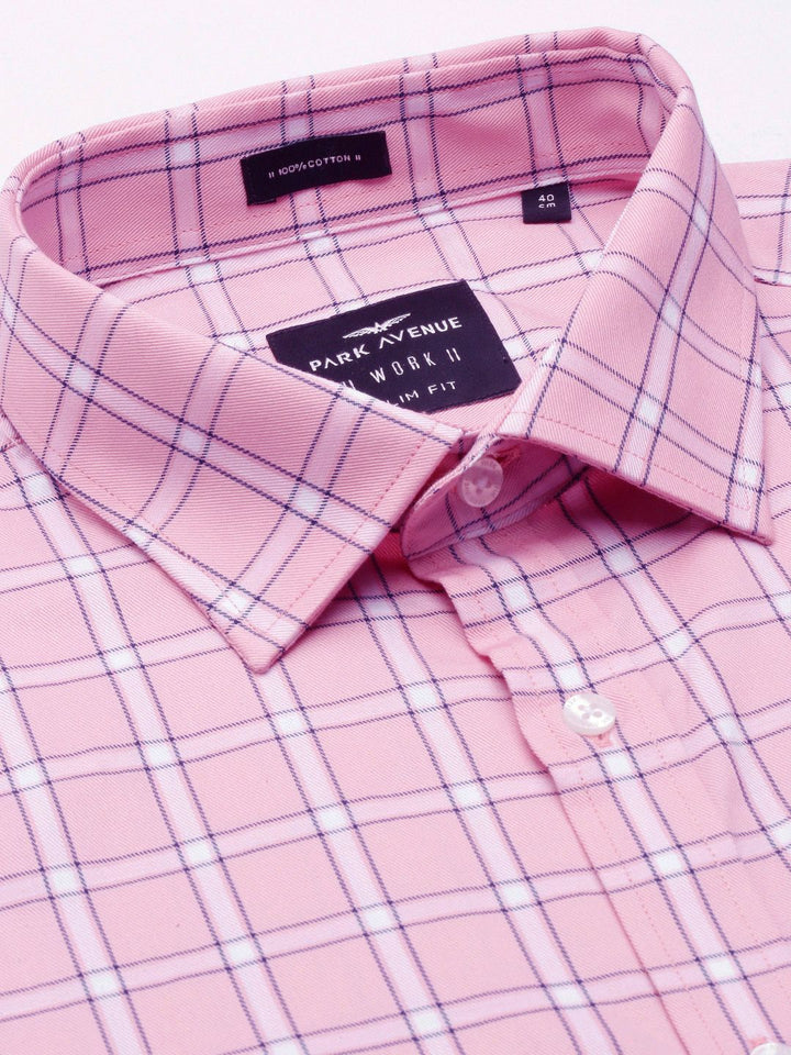 Park Avenue Men Slim Fit Opaque Checked Pure Cotton Formal Shirt
