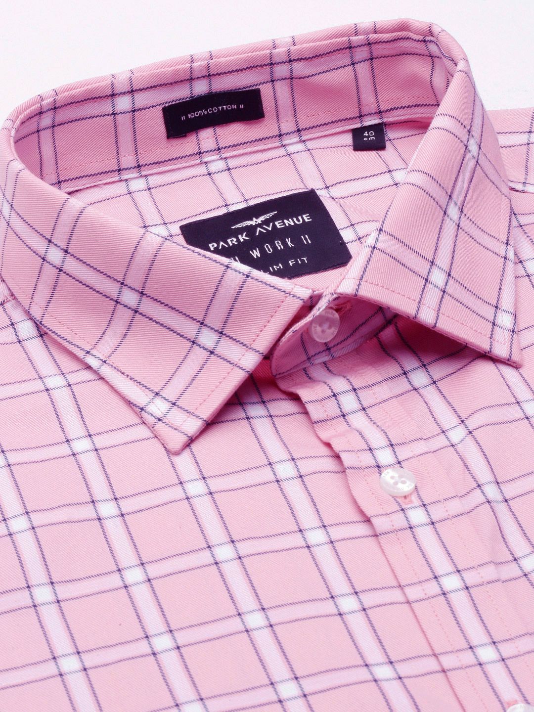 Park Avenue Men Slim Fit Opaque Checked Pure Cotton Formal Shirt